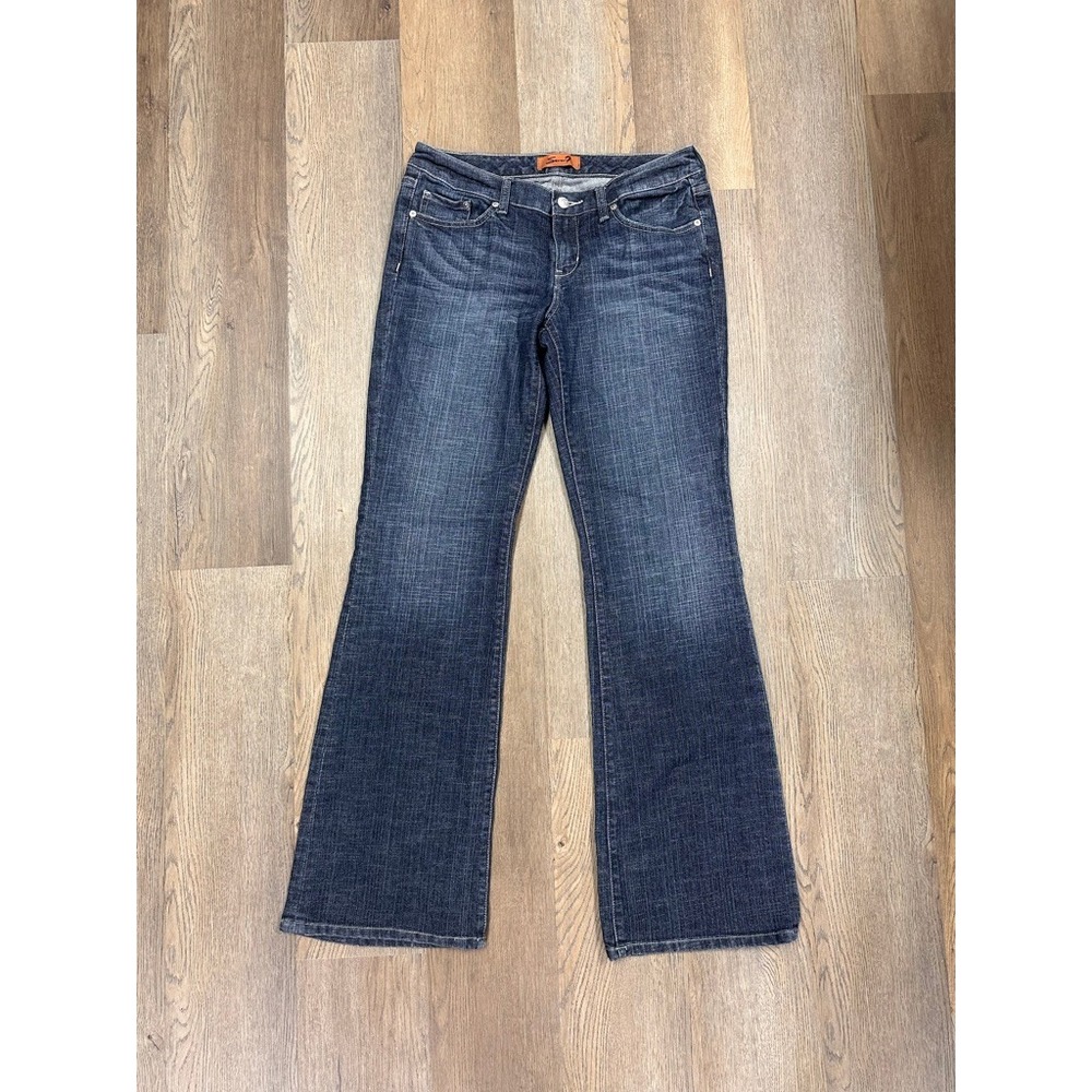 Seven7 Low Rise Bootcut Jeans Dark Wash Embroidered Flap Pocket Size 30 Y2K Boho